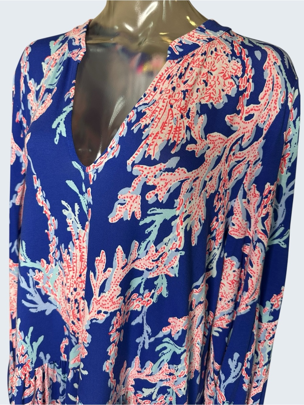 LILLY PULITZER Women's TRACI L/S Dress BOREALIS BLUE SWIM ON OVER XL NWT - Picture 4 of 9